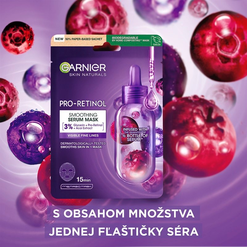 Garnier Skin Naturals Pro-retinol vyhladzujúca textilná maska so sérom - 2